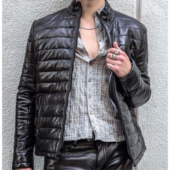 Lethal Leather Travis Quilted Leather Jacket Size L - Picture 1 of 6